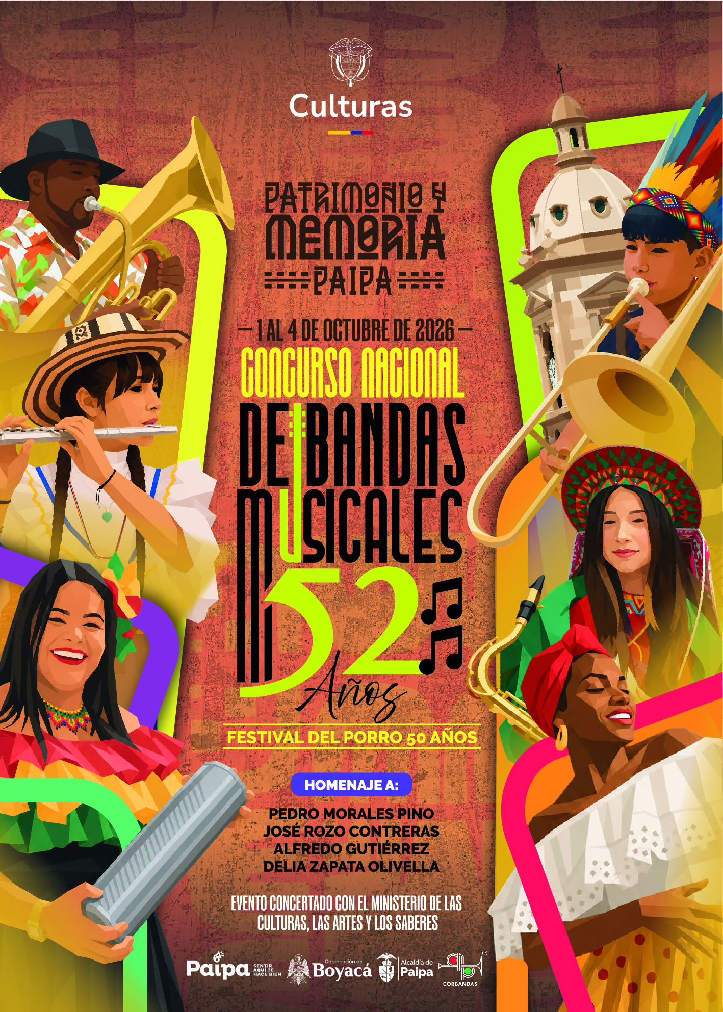 Afiche 52 Concurso Nacional de Bandas Músicales de Paipa 2026